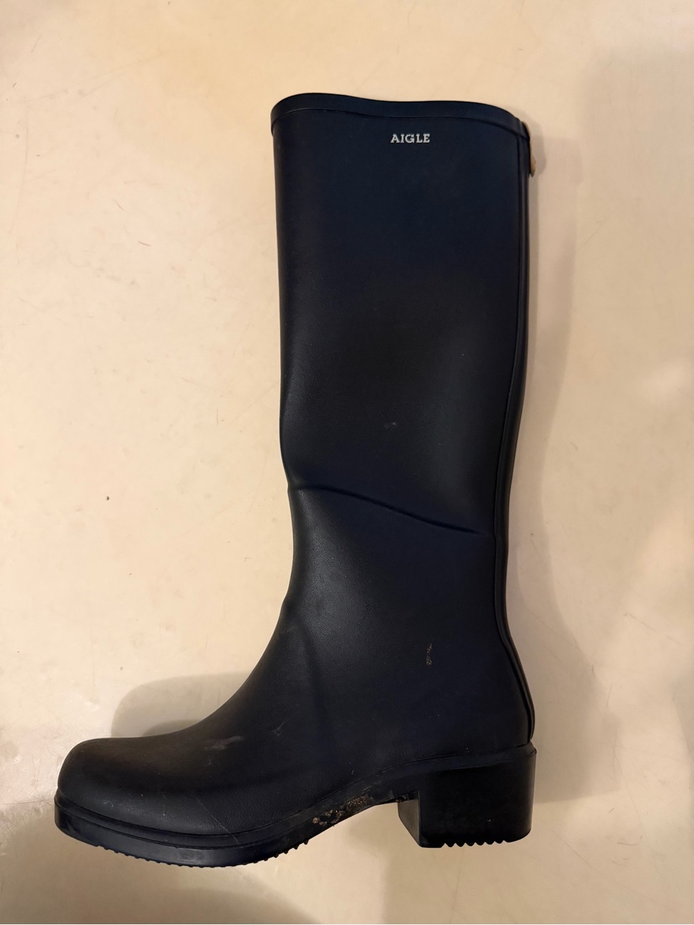 Aigle Women's Tall Black Rubber Rain Boots